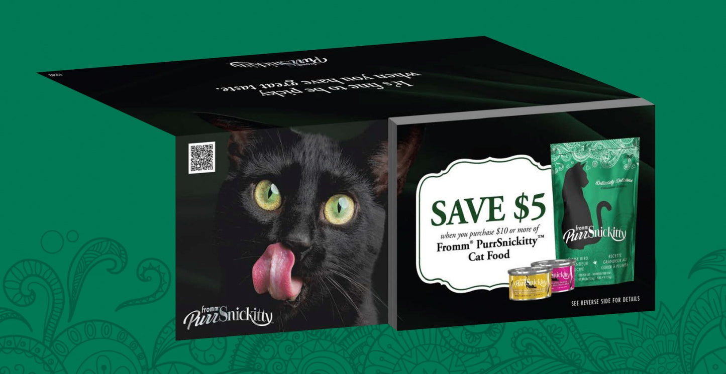 Fromm PurrSnickitty "Save $5" Coupon Pad Shelf Talker