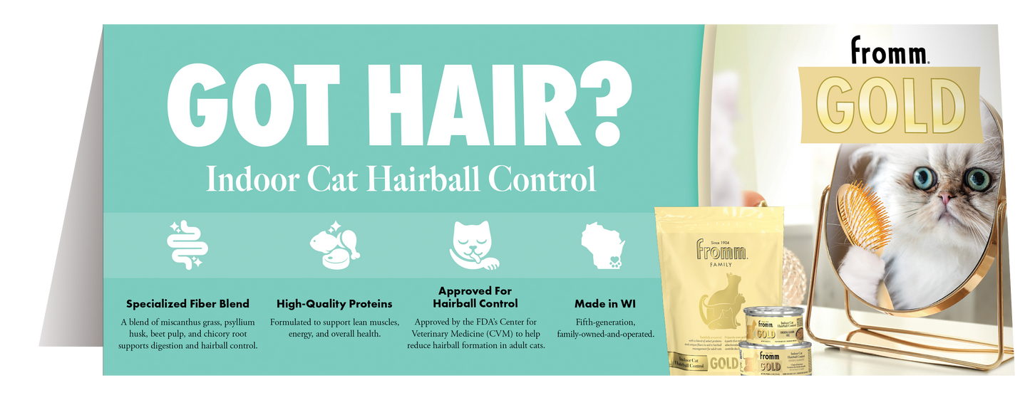 Gold Indoor Cat Hairball Control | Shelf Talker