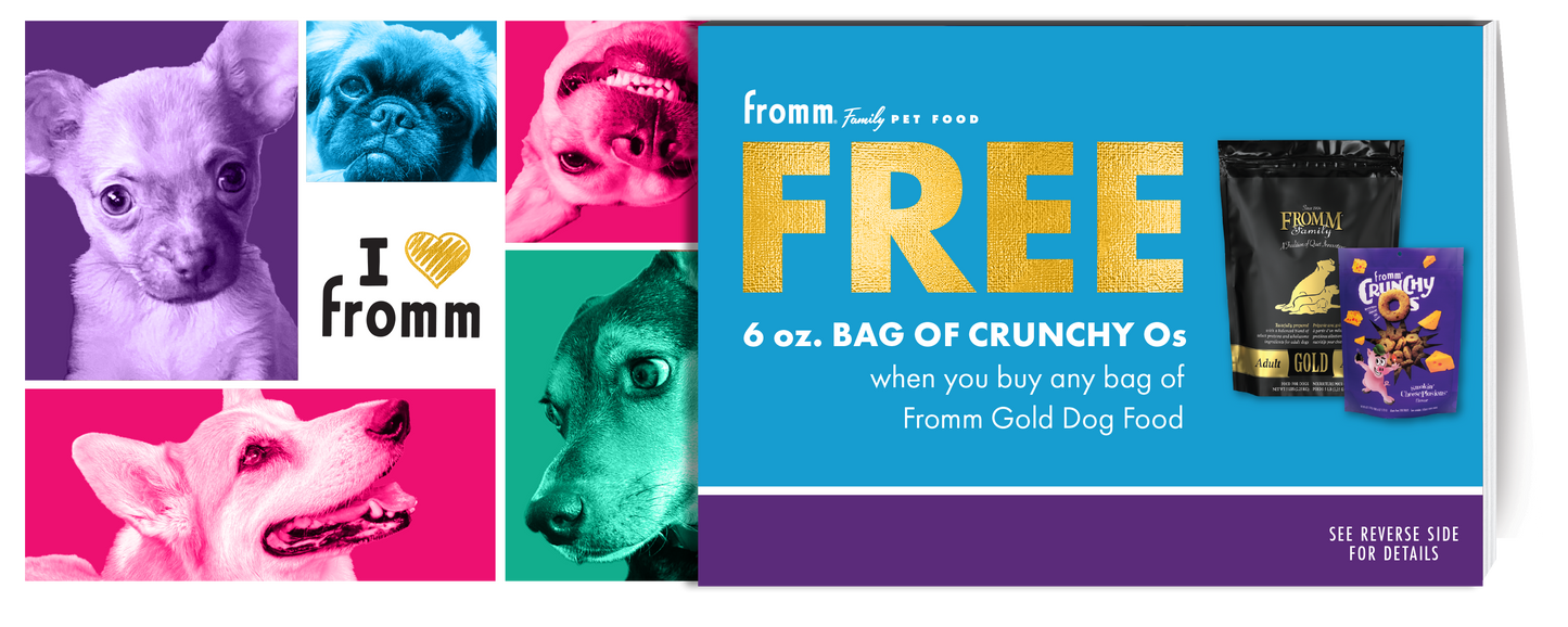 Fromm Give Back 2026 | Coupon Pad Shelf Talker: Free Crunchy Os with Purchase