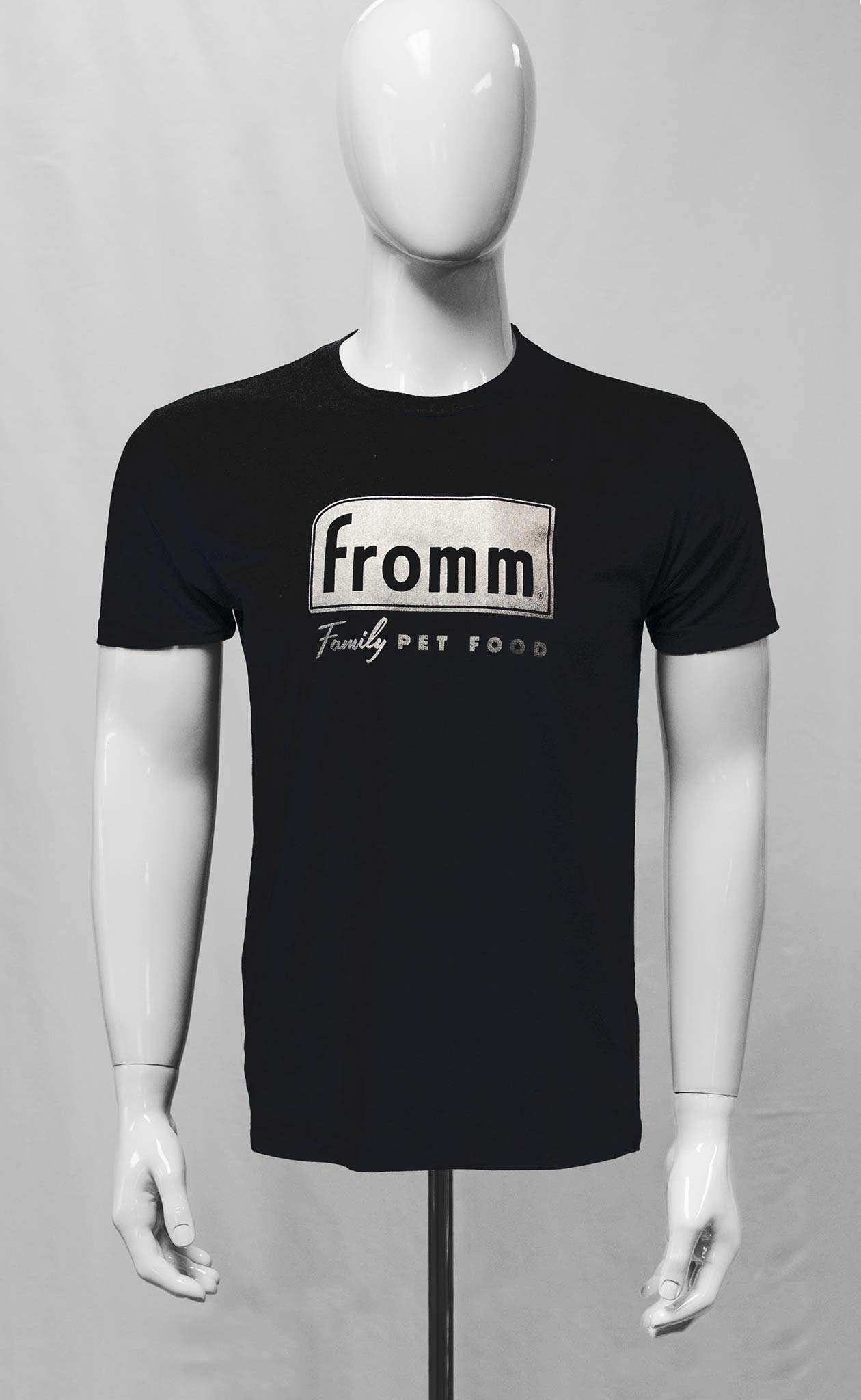 'Fromm Family Pet Food' Silver Shield Logo Short Sleeve T-Shirt (black