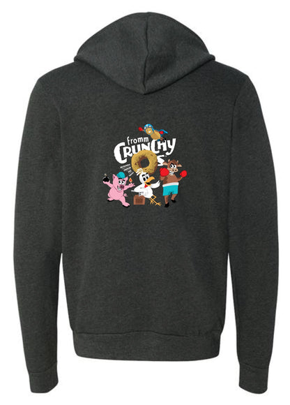 'Fromm Crunchy Os' with Characters Full-Zip Hoodie (charcoal grey)