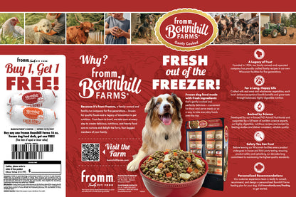 Bonnihill Farms Gently Cooked Dog Food Info Brochure 4.25X11"