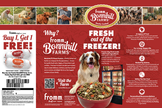 Bonnihill Farms Gently Cooked Dog Food Info Brochure 4.25X11"