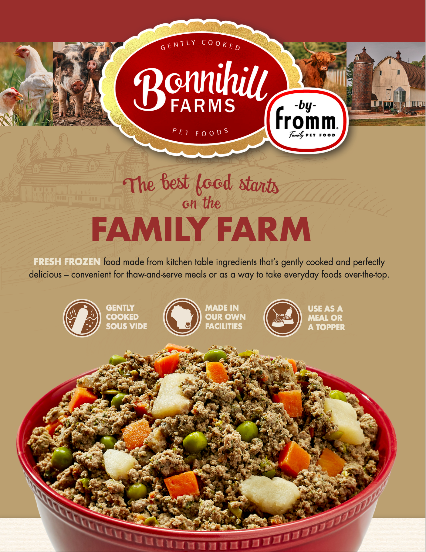 Bonnihill Farms Gently Cooked Dog Food Info Sheet 8.5x11" Double-sided (25-pack)