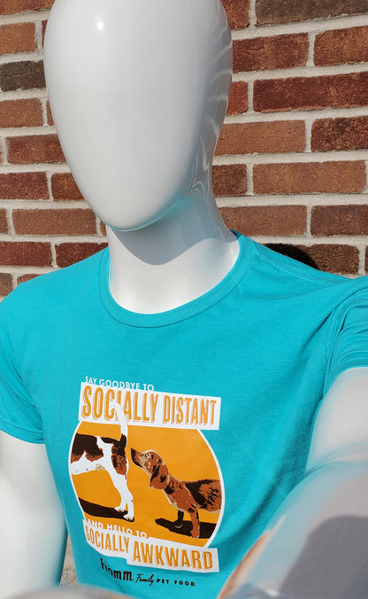 Get back out there! 'Socially Distant/Socially Awkward' Dogs Short Sleeve Tee (cyan)(Limited Edition)